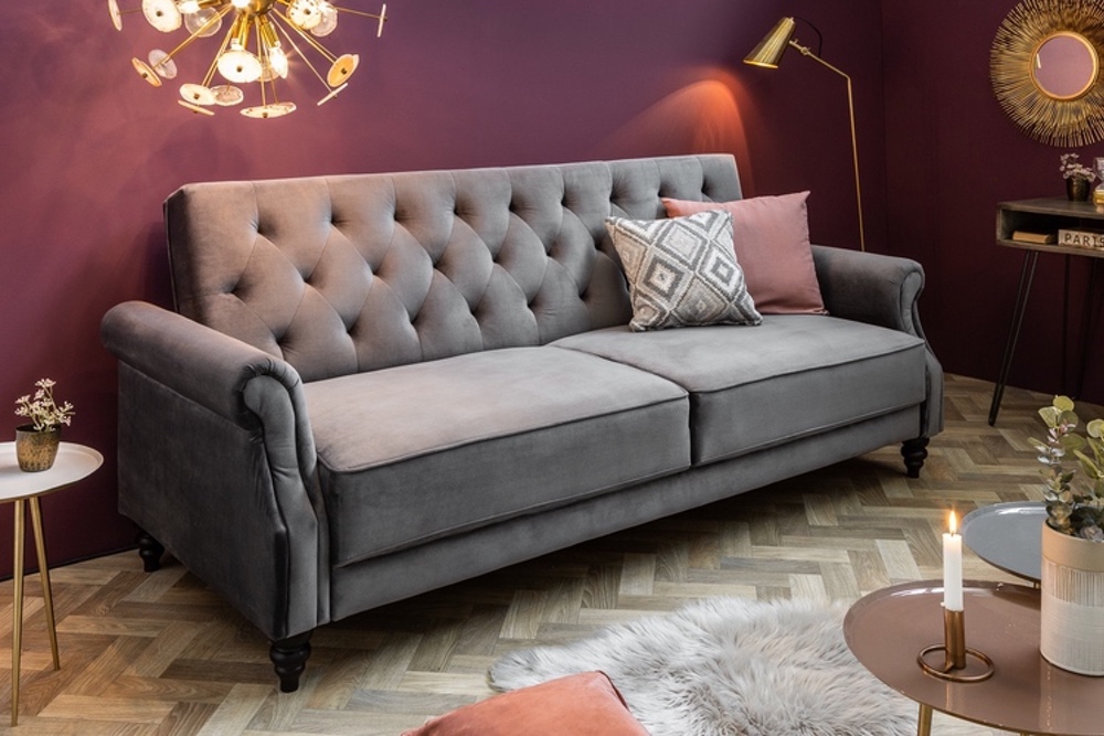 Stílusos ágyazható kanapé Scarlet Belle II / 220 cm - szürke bársony